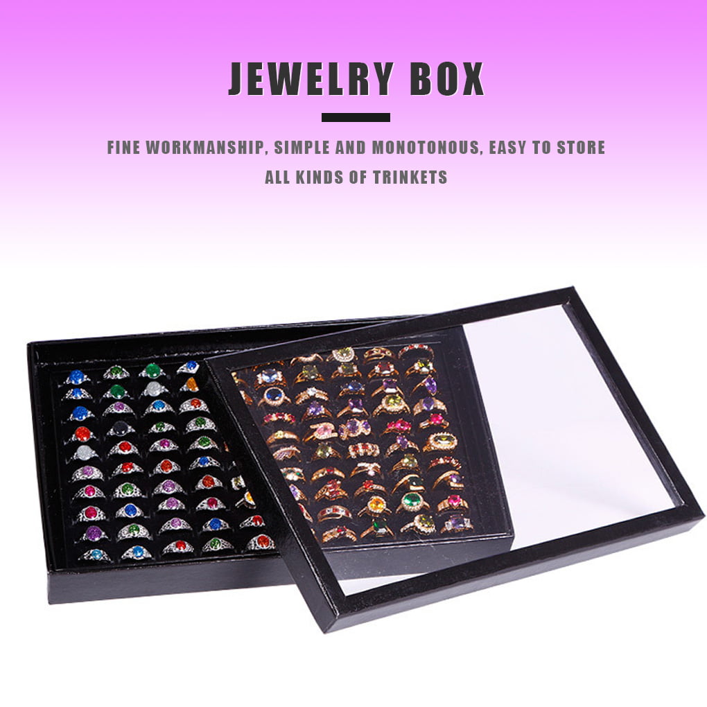 100 Slots Rings Display Box Bracelet Necklace Holder Jewelry Case Organizer 