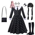 thumbnail image 2 of Disfraz de película de Halloween para niña, traje gótico de manga larga con estampado de Merlina Addams para fiesta de carnaval, 2024, 2 of 5