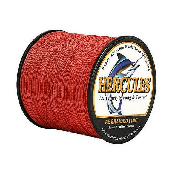 HERCULES Super Strong 100M 109 Yards Braided Fishing Line 6 LB Test for Saltwater Freshwater PE Braid Fish Lines 4 Strands - Red, 6LB (2.7KG), 0.08MM