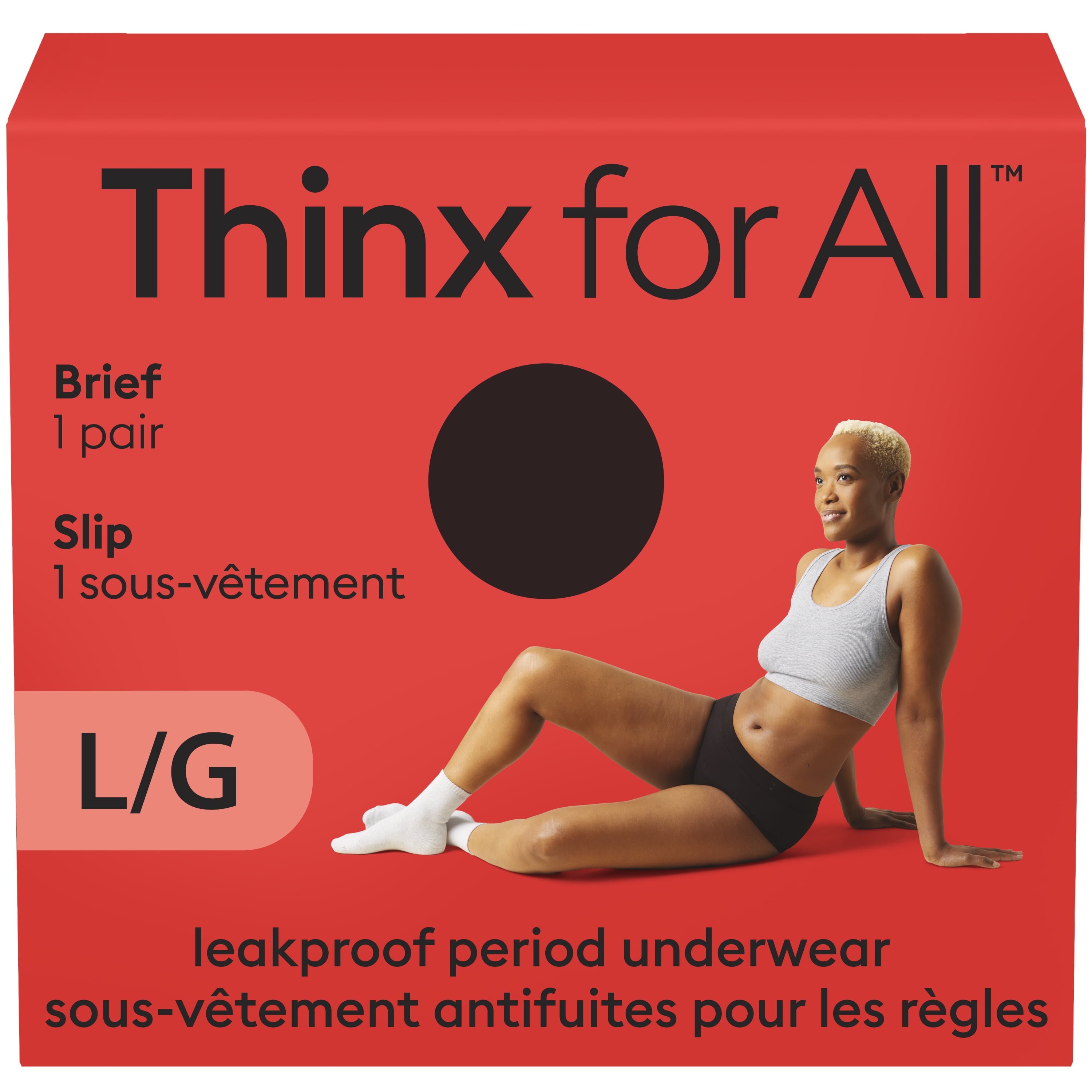 Thinx for All Women's Everyday Comfort Brief Leakproof Period Underwear, Size Large, Black, THINX UW LRG 1