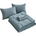thumbnail image 5 of Chezmoi Collection Jasper Dusty Blue Oversized King Bed in a Bag 7-Pieces Triangle Geometric Quilted Stone Washed Microfiber Comforter with Sheets Lightweight All Season Bedding Set, 5 of 9