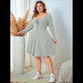 thumbnail image 4 of Vestido Casual de Mujer de Talla Grande con Cuello Cuadrado, Larga y Canalé. Gris XXL, 4 of 10