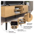 thumbnail image 3 of -Century Modern 55" TV Stand with 2 Side Doors Entertainment Center Console for Living Room Bedroom Office- Supports up to 65 Inch TV & 150 lbs Large Cabinet w/Shelves - MAPLE, 3 of 5