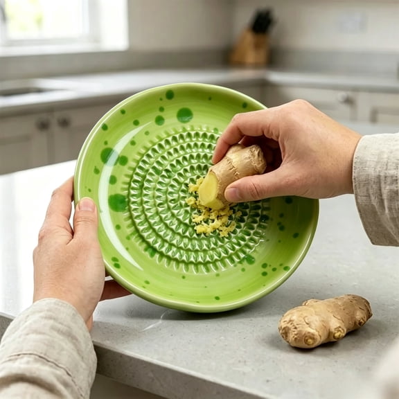 Ceramic Garlic Grater Plate – Handmade Ginger Grater and Dish for Nutmeg, Parmesan, Chocolate, Kitchen Tool Gift for Home Cooks
