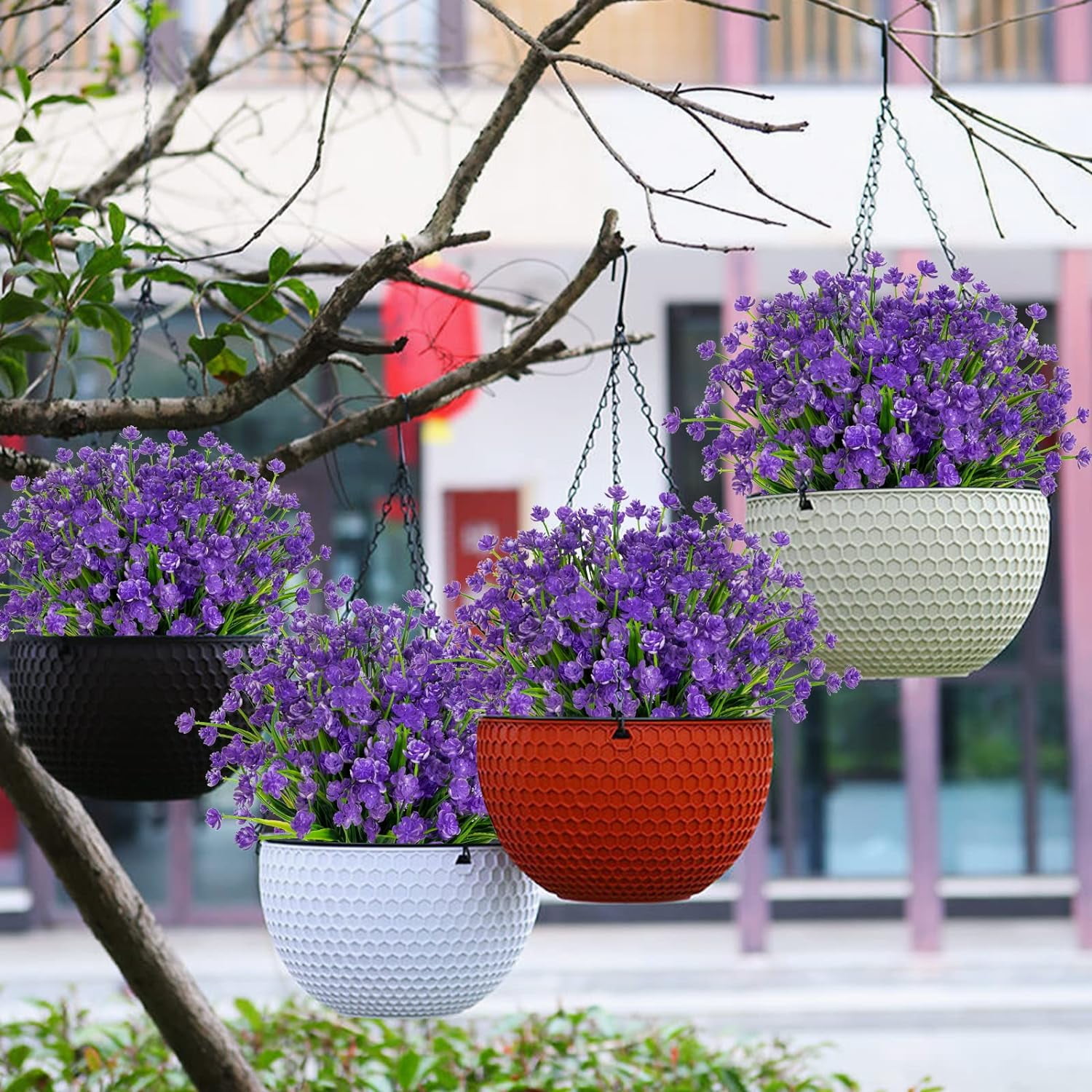 20pcs Artificial Fake Flowers,Plastic Flowers for Outdoor Decoration, UV Resistant Faux Flowers Shrubs, Artificial Plants for Indoor Outside Garden Home Wedding Farmhouse（5 Colors）