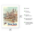 thumbnail image 2 of New York City - Travel by Boat (Par La Transat) - Vintage Travel Poster by Albert Brenet c.1950s - Bamboo Fine Art 290gsm Paper Print (Unframed) 24x32in, 2 of 4