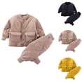thumbnail image 4 of 2025 Toddler Baby Boy Girl Clothes Winter Solid Color Long Sleeve Puffer Jacket Pants 2Pcs Fall Outfits Set Yellow, 4 of 4