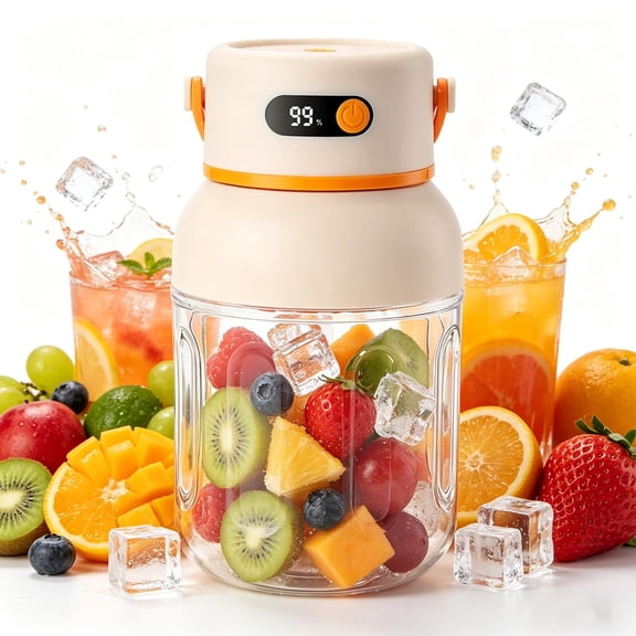 Portable Electric Juicer Cup with Zero Cord Hassle, High Speed Smoothie Maker with Digital Display & Leakproof Lid, USB-C Rechargeable Personal Blender for Fruits and Ice