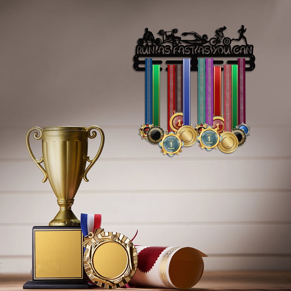 PH Medal Hanger Display Sports Medal Holder Rack Wall Mount Hanger Decor Trophy Shelf Tiered Award Rack Award Ribbon Hanger with Gift Box