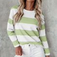 thumbnail image 2 of ManxiVoo T-Shirt à Manches Longues à Rayures Imprimées pour Femme, Col Rond, Confortable, T-Shirt Graphique d'Automne, Blouse Légère, Taille TTTG, Vert Menthe, 2 of 5