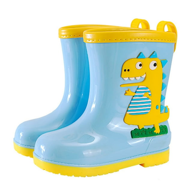1 par de botas de lluvia para niños con dibujos de dinosaurios.