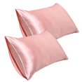 thumbnail image 2 of AuroraX Pink Pillow Cases 2 pack Standard Silk Stain Protection Satin Pillowcase Rayon Soft Zip Closure Smooth Solid Improving Sleep, 2 of 3