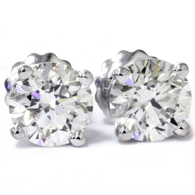 Énormes Puces à Vis en Or Blanc 14 K, Diamants Ronds de Laboratoire, 3 CT TW,