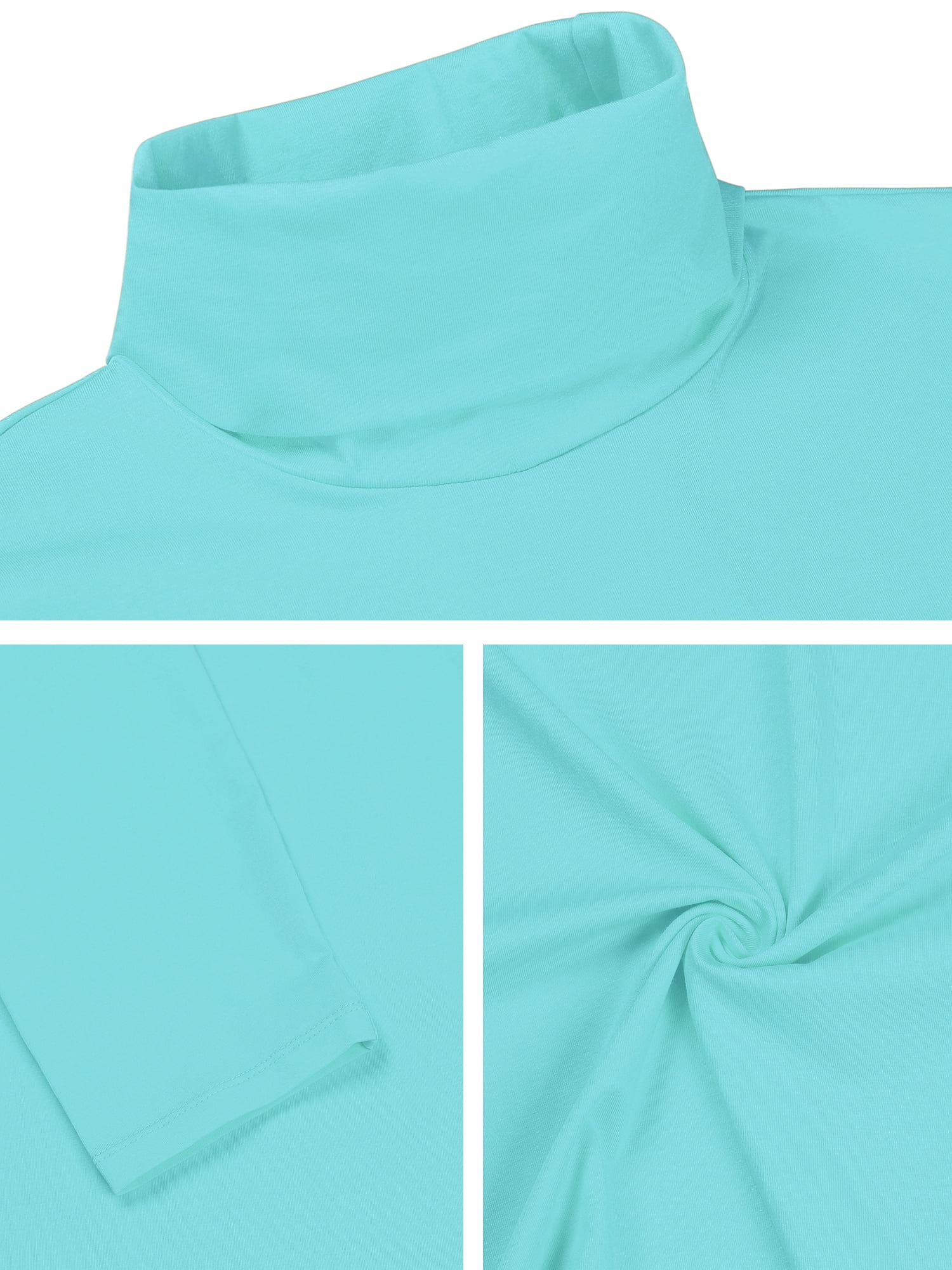 Unique Bargains Men's Pullover Lightweight Long Sleeve Top Turtleneck T-Shirt 50 Mint