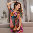 thumbnail image 3 of Fotbe Cowboy Boots With Flowers Bata de Dormir para Mujer con Estampado, Camisón de Algodón de Manga Corta, Ropa de Dormir Casual, 3 of 6