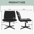 thumbnail image 2 of Home Office Chair Armless Criss Cross Legged Chair No Wheels, Wide Comfy Desk Chair Makeup Vanity Chair, Height Adjustable Swivel PU Leather Computer Chair Task Chair, Black, 2 of 6