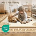 thumbnail image 4 of ODIKA 2'x3' Washable Doormat Dining Abstract Beige Greek Key Border Geometric Neutral Periwinkl for Entryway, Kitchen, Laundry Room, Non-Slip, Low Pile, 4 of 7