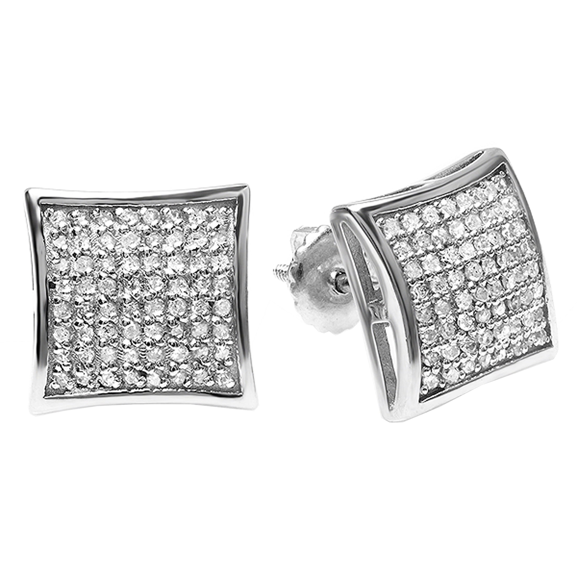 Dazzlingrock Collection IGI/DGLA Certified Diamond Stud Earrings - 0.55ctw, Sterling Silver, Screwback (Unisex)