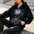 thumbnail image 6 of BODOA0 Women's Skull Graphic Zip Up Hoodie Oversized Full Zip Sweatshirt with Long Sleeves Hood and Side Pockets Fall Casual Soft Cozy Streetwear Jacket Black L, 6 of 9