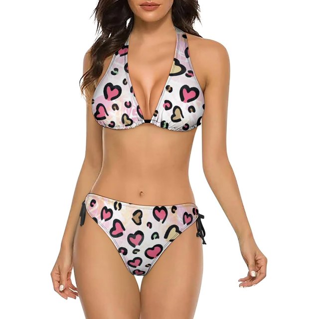 NICKSUN Women's Bikini Sets, Cute Print Two Piece Bathing Suits Sexy Halter Padded Bikini Swimsuits