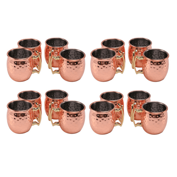 Mini 2-Ounce Stainless Steel Mug Espresso Mini Mugs Copper Plated Mugs Set of 16