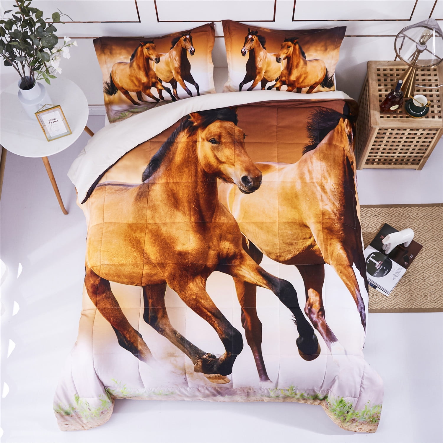 3D Animal Horse Runing Duvet Cover Bedding Set Quilt/Comforter Cover Pillowcase 