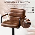 thumbnail image 3 of Bar Stools Set of 2, PU Leather Adjustable Height 360° Swivel Barstools with Backrest and Armrests, Counter Height Bar Chairs for Kitchen Island, Bar, Dining Room, Yellowish Brown, 3 of 6
