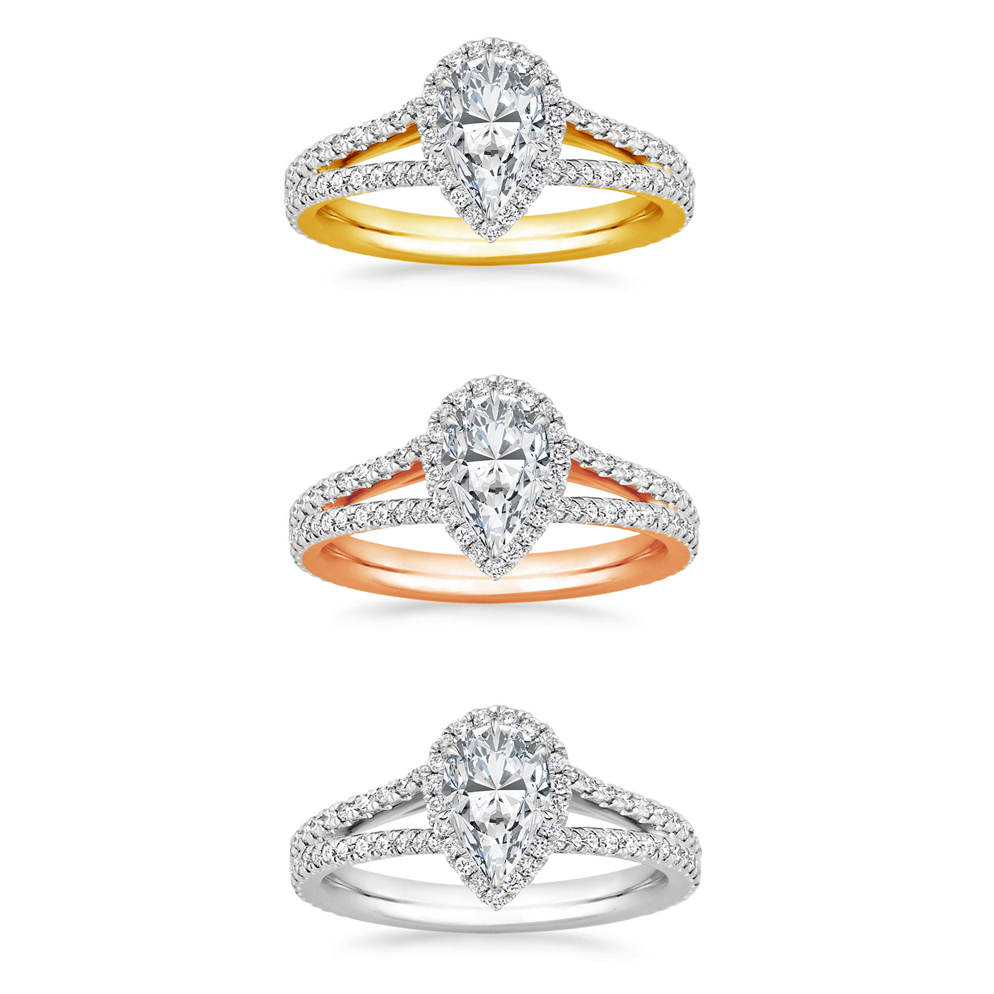 Arista 1-7/8 Carat T.W. Pear Swarovski Women's Split Shank Engagement Ring in Yellow Plated Sterling Silver