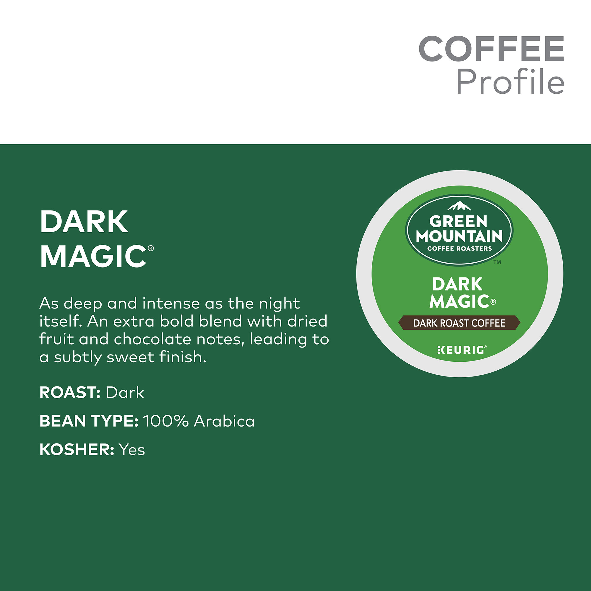 Green Mountain Coffee Dark Magic K-Cup Pods, Dark Roast, 18 Count for Keurig Brewers - image 5 of 9