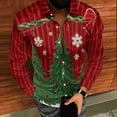 thumbnail image 4 of bbymog Button Up Shirt Men Christmas Costumes Plus Size Casual Shirts Collared Neck Long Sleeve Work Blouse Red H XXXL, 4 of 8
