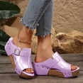 thumbnail image 2 of DAFEI Sandales Mules à Talon Compensé en Liège pour Femmes, Simples, en Cuir, à Bout Ouvert, Mules Colorées, Chaussures Décontractées Confortables pour l'Extérieur, 2 of 7