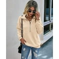 thumbnail image 6 of PRETTYGARDEN Women's Casual Long Sleeve Lapel Zipper Sweatshirt Drawstring Loose Pullover Tops, 6 of 7