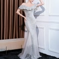 thumbnail image 4 of UPPADA Robes d'Invitée de Mariage pour Femmes à une Épaule Froncées Robe de Soirée Formelle Portefeuille Ourlet à Volants Robe Dos Nu Moulante Robe Maxi Taille Haute Robe de Fête Robe de Bal Robe de Cocktail Liquidation en Liquidation, 4 of 5