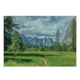 thumbnail image 3 of Yosemite Cutting Board, Yosemite Valley Meadows with Trees Fluffy Clouds Cliff Tourist Attraction Picture, Decorative Tempered Glass Cutting and Serving Board, Small Size, Grey Green, by Ambesonne, 3 of 5