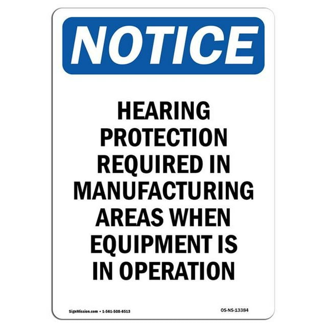 SignMission OS-NS-A-1218-V-13384 12 x 18 Po Panneau d'Avertissement OSHA - Protection Auditive Requise en