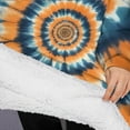 thumbnail image 3 of Oversized Wearable Blanket Hoodie,Orange Blue Tie Dye Spiral Pattern Sherpa Blanket Hoodie with Super Pockets,Super Warm Fuzzy Pullover for Women & Men, 3 of 6
