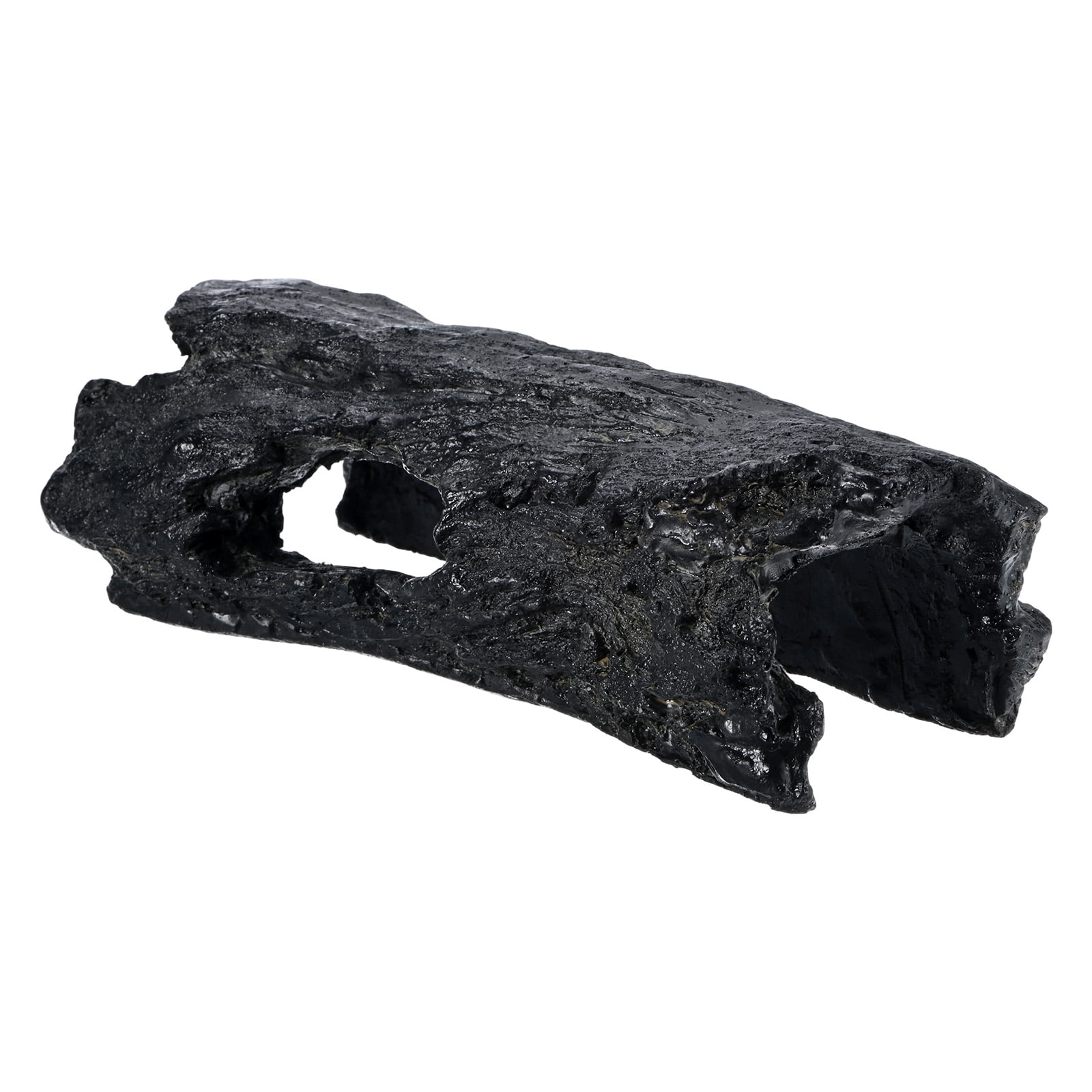 1-Pack Reptile Hide Basking Platform, Cement Reptile Tank Decor, Small Black Bearded Dragon Tank Accessories for Turtle/Gecko
