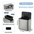 thumbnail image 2 of 1.3 Gallon/5L Stainless Steel Trash Can Hanging with Inner Bucket, Charcoal Filter for Counter Top & Under Sink Bathroom Bedroom Cupboard, 2 of 7