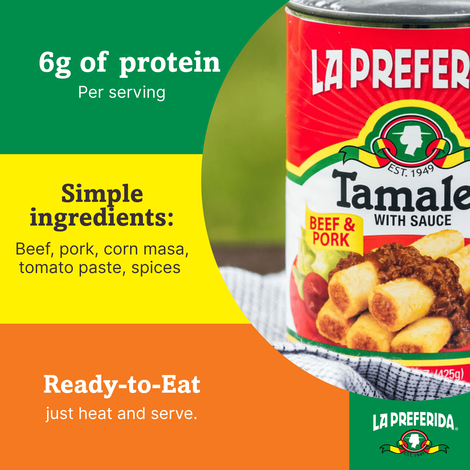 (3 pack) La Preferida Beef & Pork Tamales (in Savory Tomato Sauce)