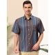 thumbnail image 2 of Lars Amadeus Camisa hawaiana de verano para hombre, manga corta, con botones, a rayas Azul marino XL Unique Bargains Camisa, 2 of 6