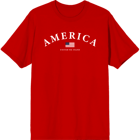 Americana American Flag Red Men's Crew Neck Short Sleeve Tee-Medium