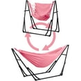 thumbnail image 2 of 2 in 1 Hammock with Stand, Outdoor Hammock Swing Chair with Portable Heavy Duty Stand, Multi-Functional Hammock Stand 480 lbs Weight Capacit-Pink, 2 of 18
