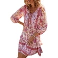 thumbnail image 1 of Txlixc Vestido de mujer, 3 / 4 - Manga V - neck, con flecos y flecos, vestido de estilo bohemio impreso Txlixc moda, 1 of 7