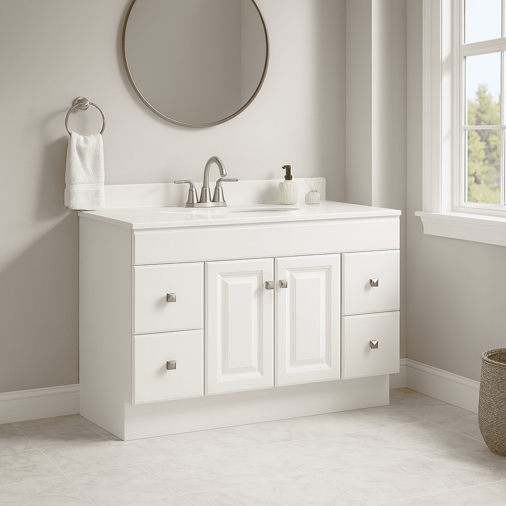 Design House 48" Solid Wood Wyndham Ready to Assemble Bathroom Vanity Cabinet, White