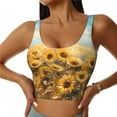 thumbnail image 2 of Picia Sunflower Field Bliss Sports Bra for Women,Padded Strappy Sports Bras Medium Support Yoga Bra with Removable Cups,Running Yoga Bra-Small, 2 of 9