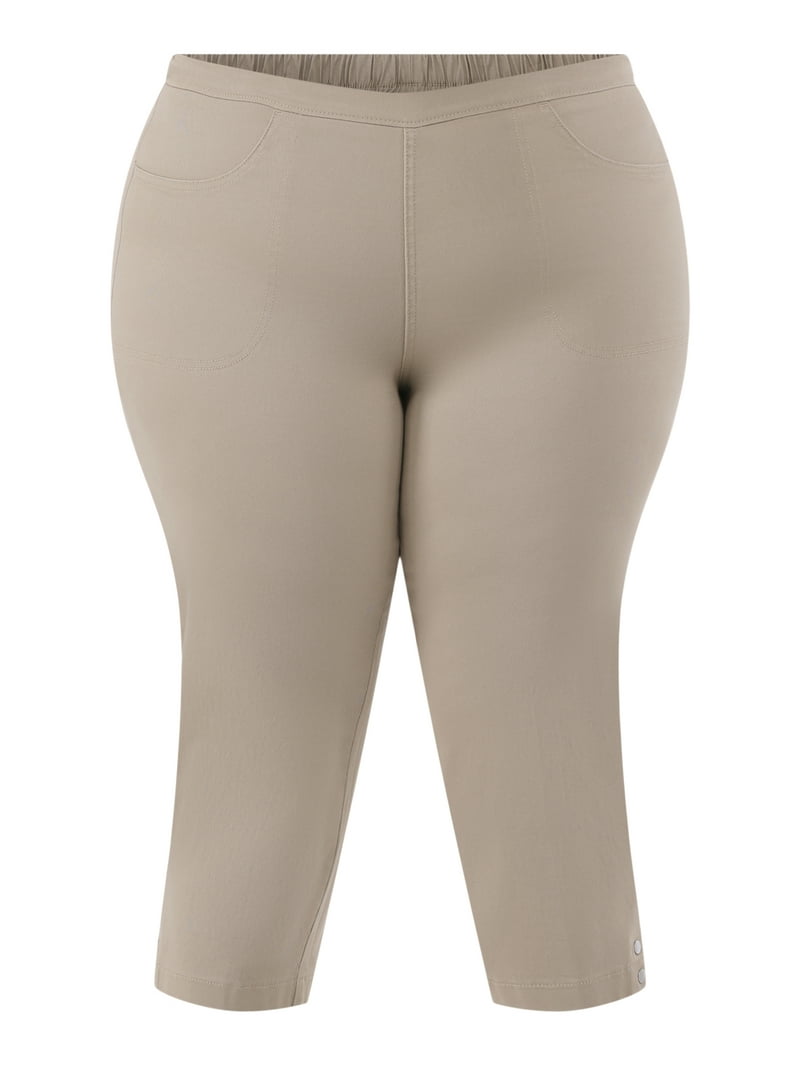 JMS Just My Size by Hanes Women's Plus Snap Hem Pull On Cropped