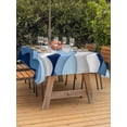 thumbnail image 3 of Outdoor Table Cloth with Umbrella Hole and Zipper, Blue White Ombre Waterproof Rectangle Tablecloth 60"x102", Modern Geometric Moire Abstract Art Washable Table Cover for Outside Party Patio Picnic, 3 of 8