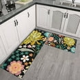 thumbnail image 2 of Pioneer Flower Floral Print Pattern Kitchen Rugs Sets Of 2,Anti Fatigue Kitchen Mat Rugs Non Slip Washable,Decorative Kitchen Floor Mats for Kitchen,Sink,Laundry,17"x30"+17"x47", 2 of 7