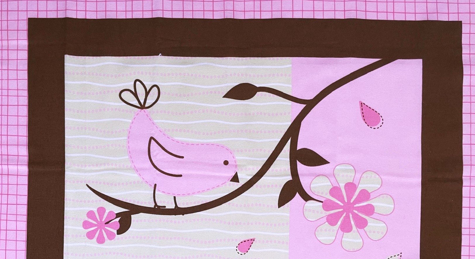 1 Panel - Bird in Pink Flannel Fabric Quilt Panel (Great for Craft Projects, Quilting, Sewing & More) 35” X 44” Wide