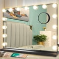 thumbnail image 3 of Depuley 23" Vanity Mirror with Light, Makeup Lighted Mirror with Smart Touch Switch, 15 Dimmable LED Bulbs for Dressing Room, Bedroom, Tabletop, Black, 3 of 9